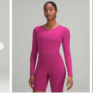 Lululemon Wunder Train Cropped Long Sleeve Shirt Ripened Raspberry Size 6